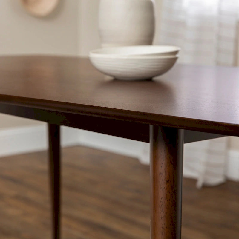 60-Inch Mid-Century Dining Table with Wood Veneer Top, Seats 6