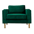 Green Velvet Arm Chair with Golden Finish Legs