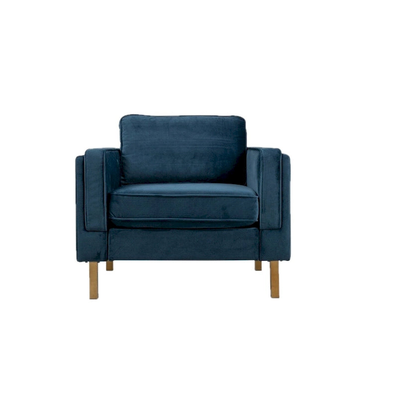 Green Velvet Arm Chair with Golden Finish Legs
