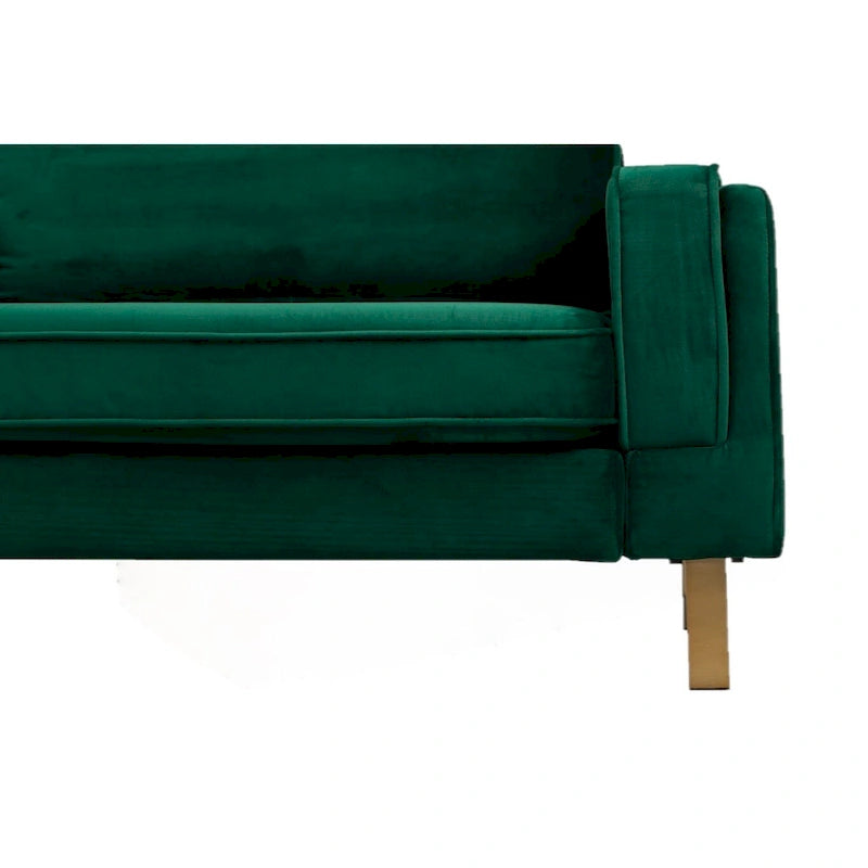 Green Velvet Arm Chair with Golden Finish Legs