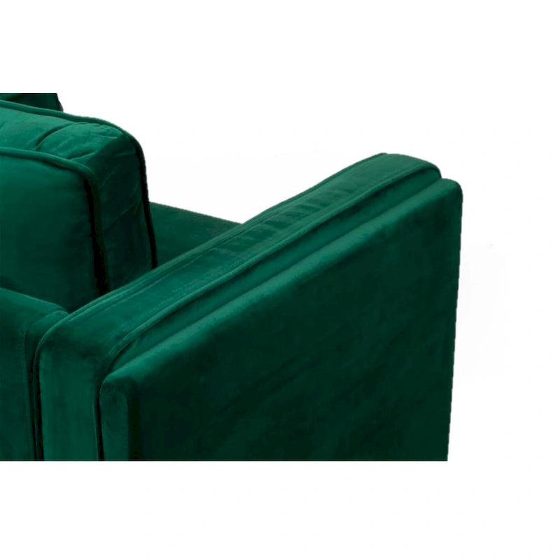 Green Velvet Arm Chair with Golden Finish Legs