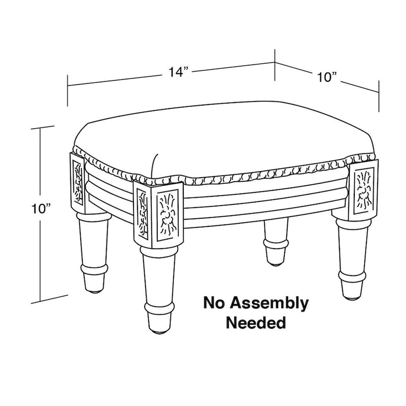 Taupe Bamboo Trellis Footstool with Carved Wood Frame and Linen Upholstery