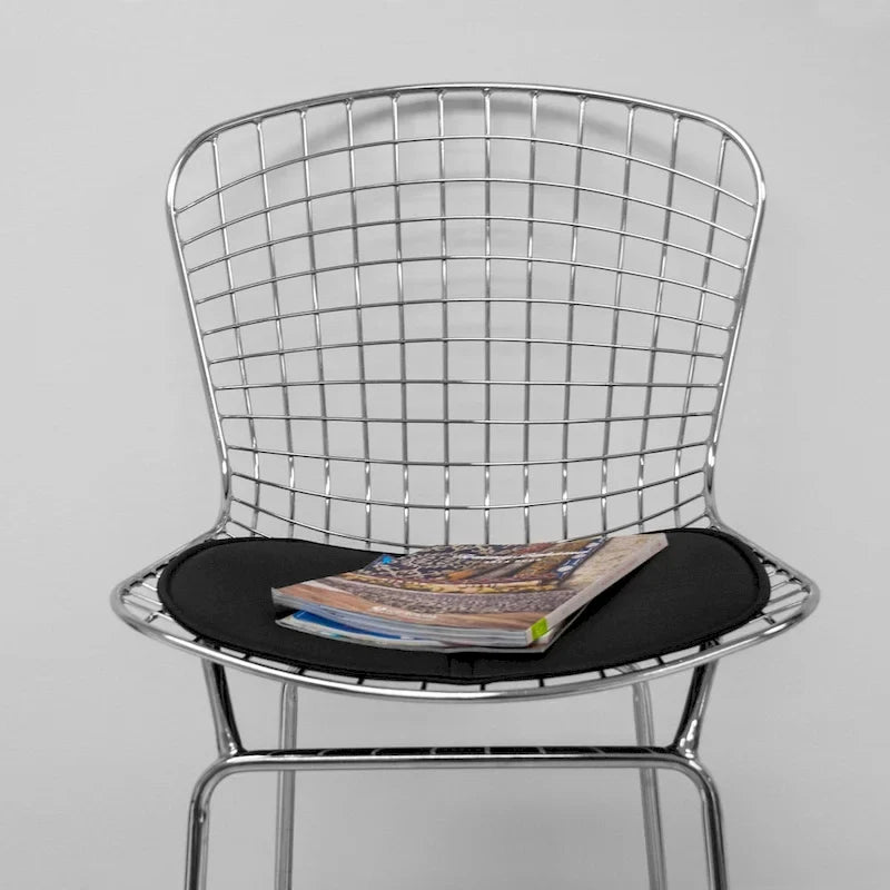 Mid-Century Chrome Wire Counter Stool with Faux Leather Seat, Set of 2
