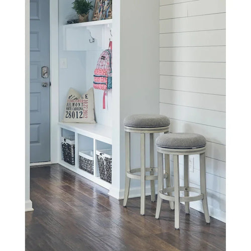 26-Inch Counter Height Swivel Bar Stool, Solid Wood with Upholstered Seat