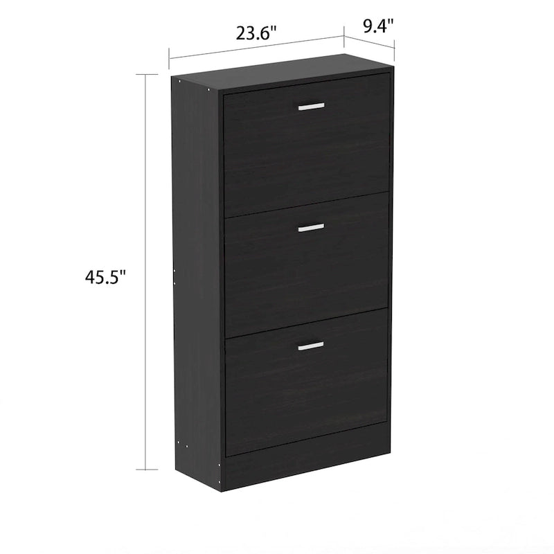 3-Tier Flip Drawer Shoe Cabinet with Top Storage Shelf