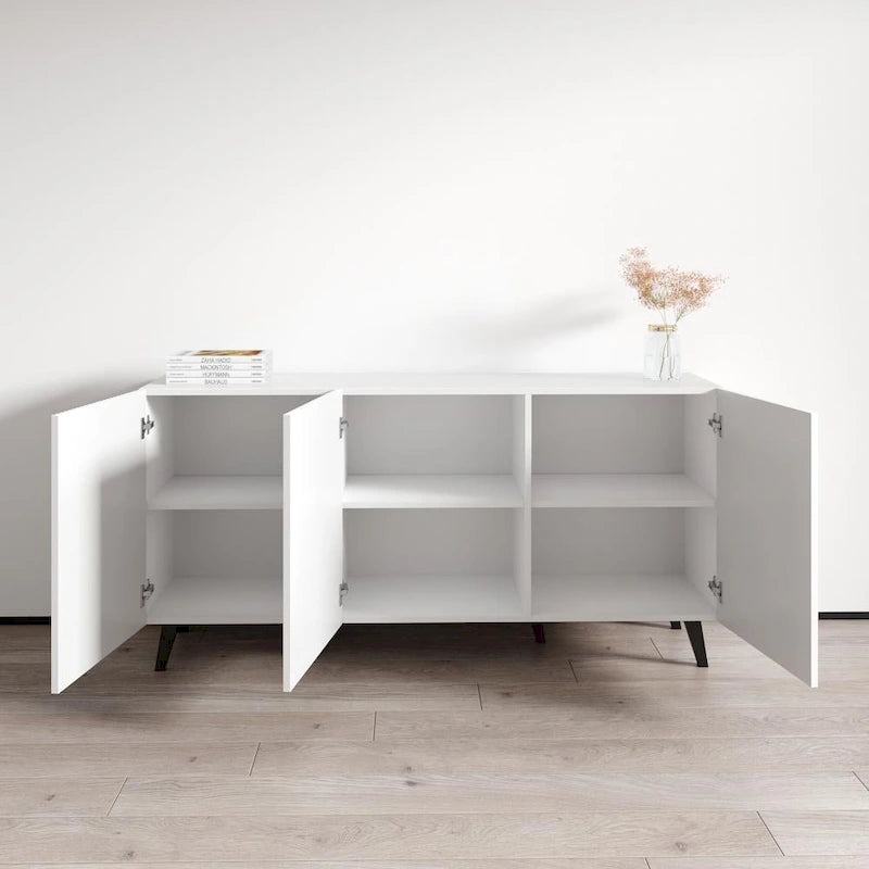 Modern Sideboard with Matte Finish, 60-Inch Wide Storage Cabinet