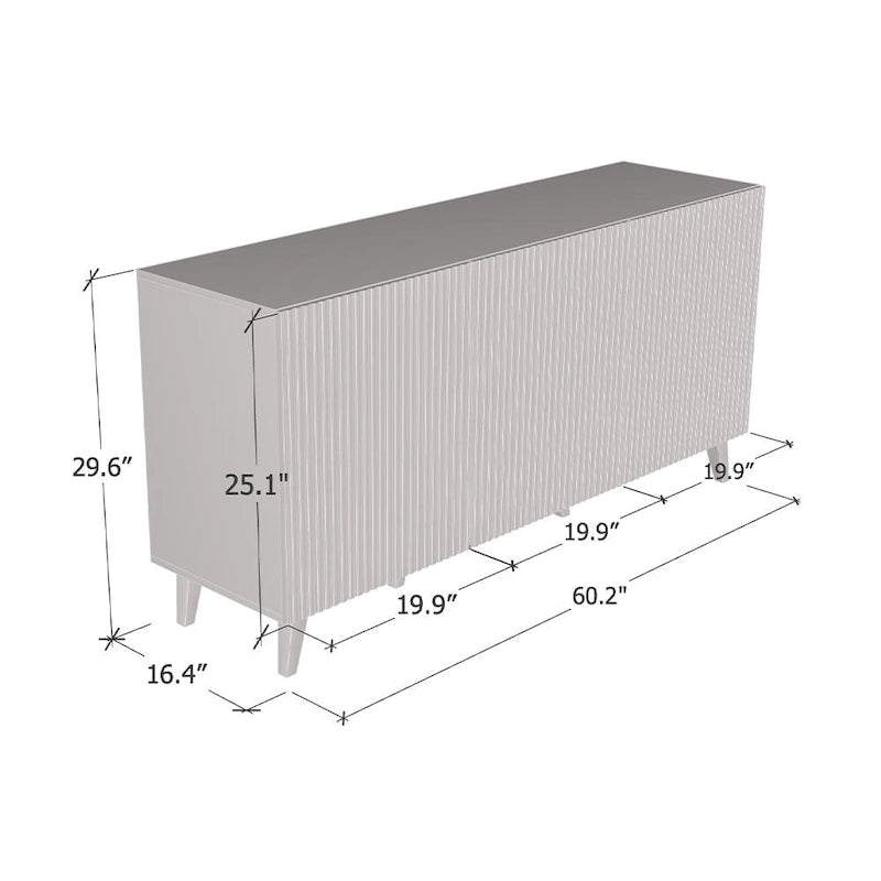 Modern Sideboard with Matte Finish, 60-Inch Wide Storage Cabinet