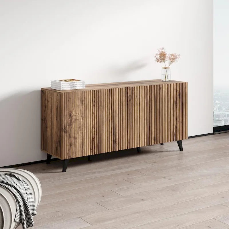 Modern Sideboard with Matte Finish, 60-Inch Wide Storage Cabinet