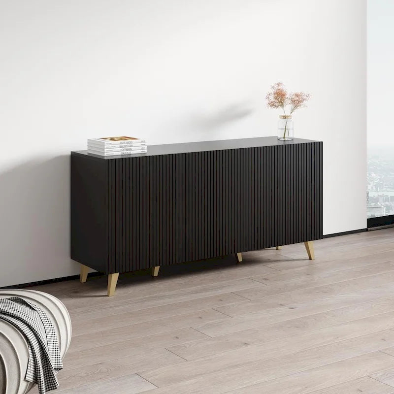 Modern Sideboard with Matte Finish, 60-Inch Wide Storage Cabinet