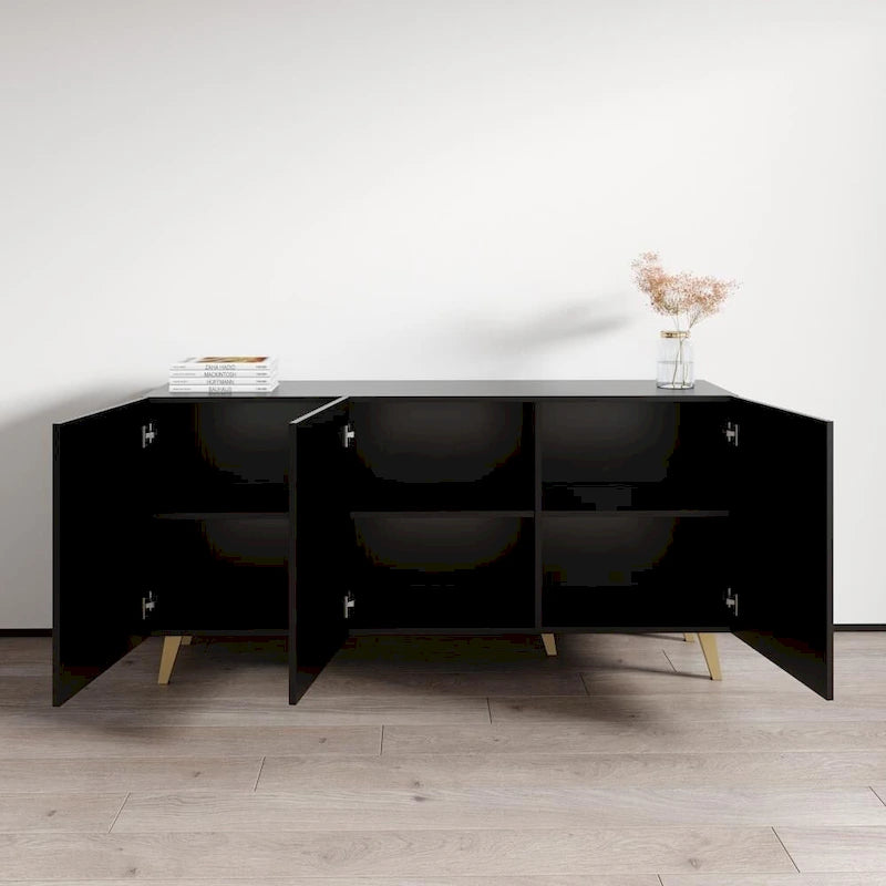 Modern Sideboard with Matte Finish, 60-Inch Wide Storage Cabinet