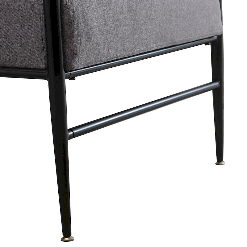 Mid-Century Upholstered Single Arm Chair with Wood Armrests, Supports 300 lbs
