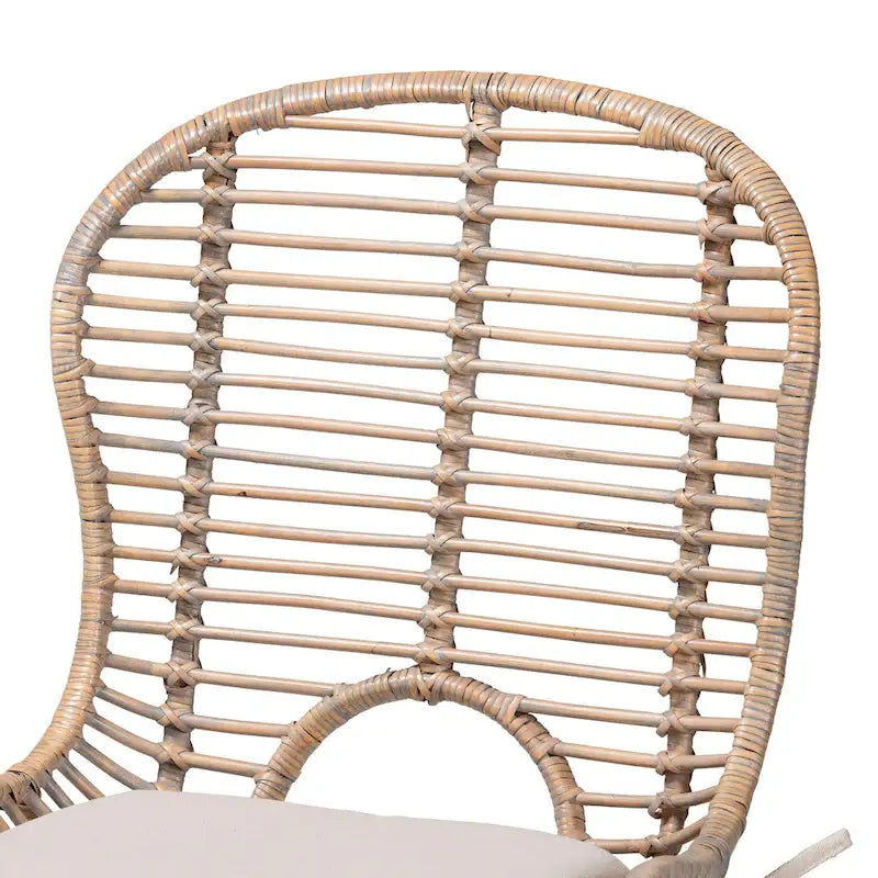 Bohemian Rattan and Metal Dining Chair Set of 2, Handcrafted with Removable Cushion