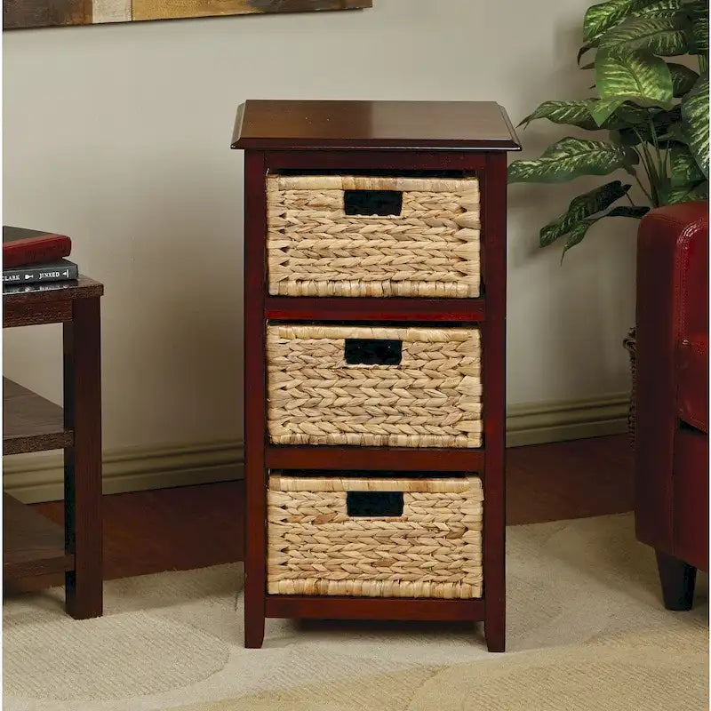 Copper Grove Turtle Mountain Braided Straw-grass Basket Storage Tower