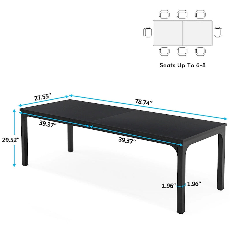 78.7-Inch Extra Long Two-Person Computer Desk with Rustic Wood Top