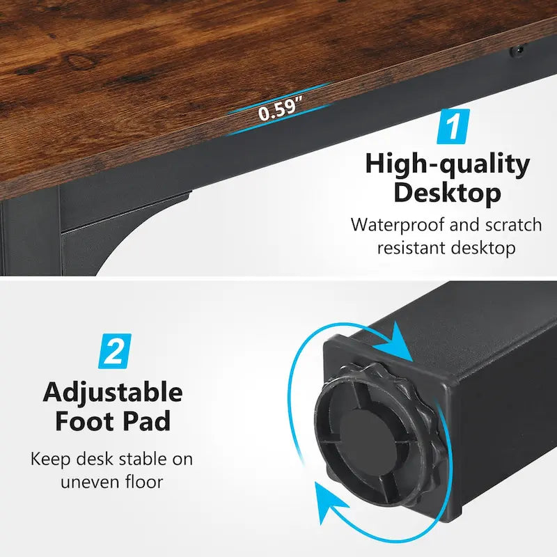 78.7-Inch Extra Long Two-Person Computer Desk with Rustic Wood Top