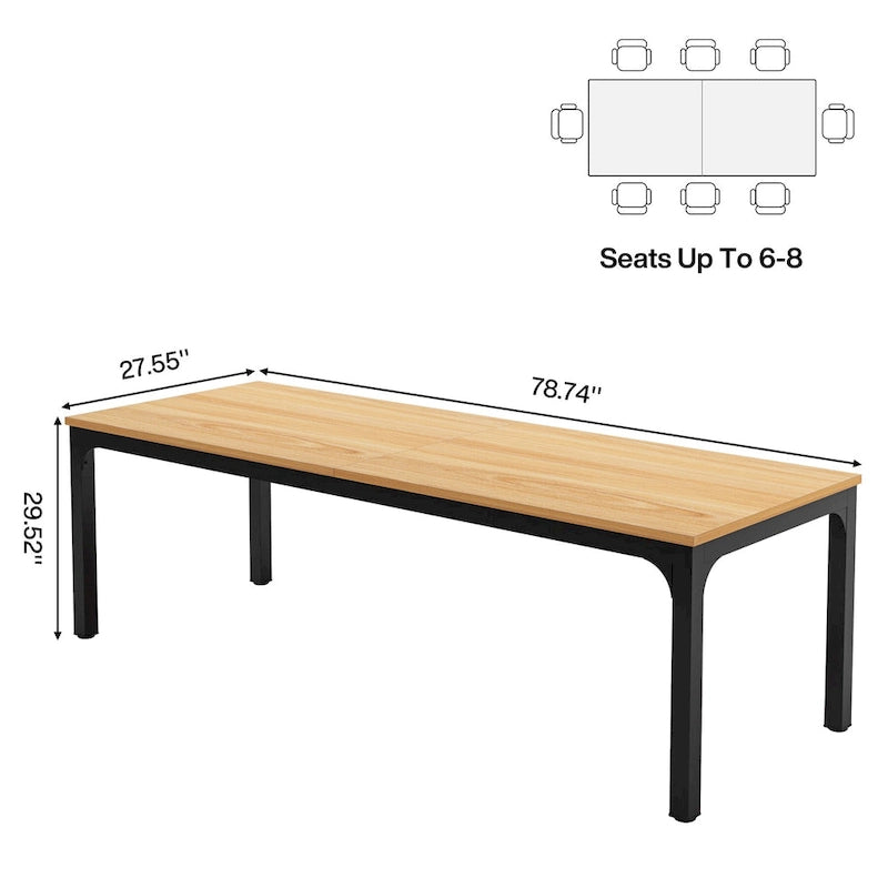 78.7-Inch Extra Long Two-Person Computer Desk with Rustic Wood Top