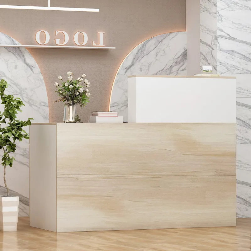 Modern L-Shaped Reception Desk with Scratch-Resistant Surface and Storage