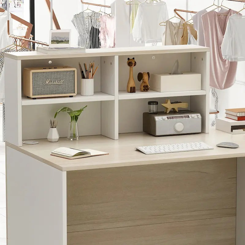 Modern L-Shaped Reception Desk with Scratch-Resistant Surface and Storage