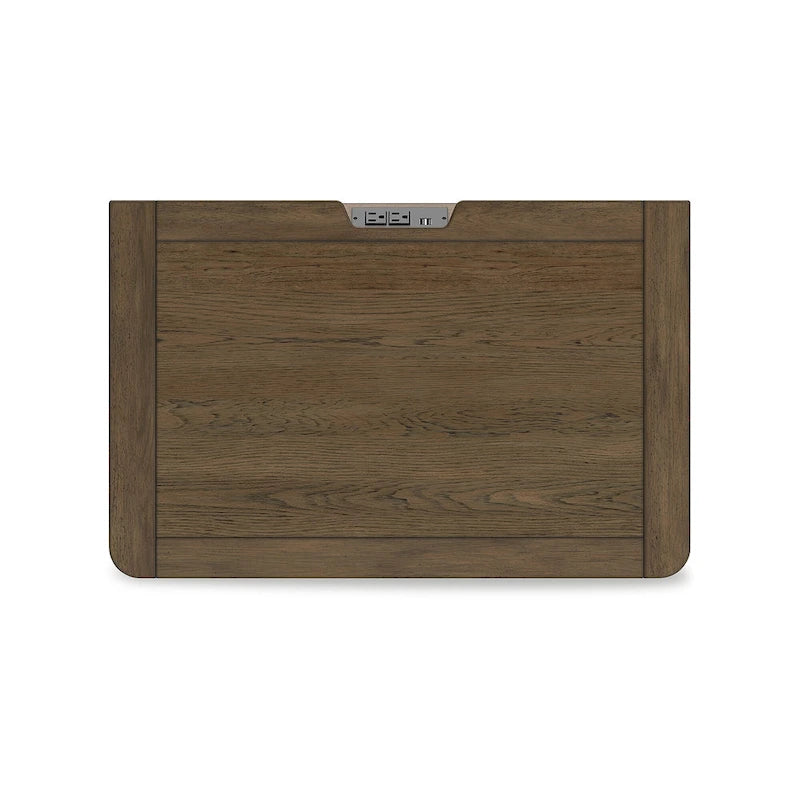 Light Brown Nightstand with 2 Drawers and Dual USB Charging Ports