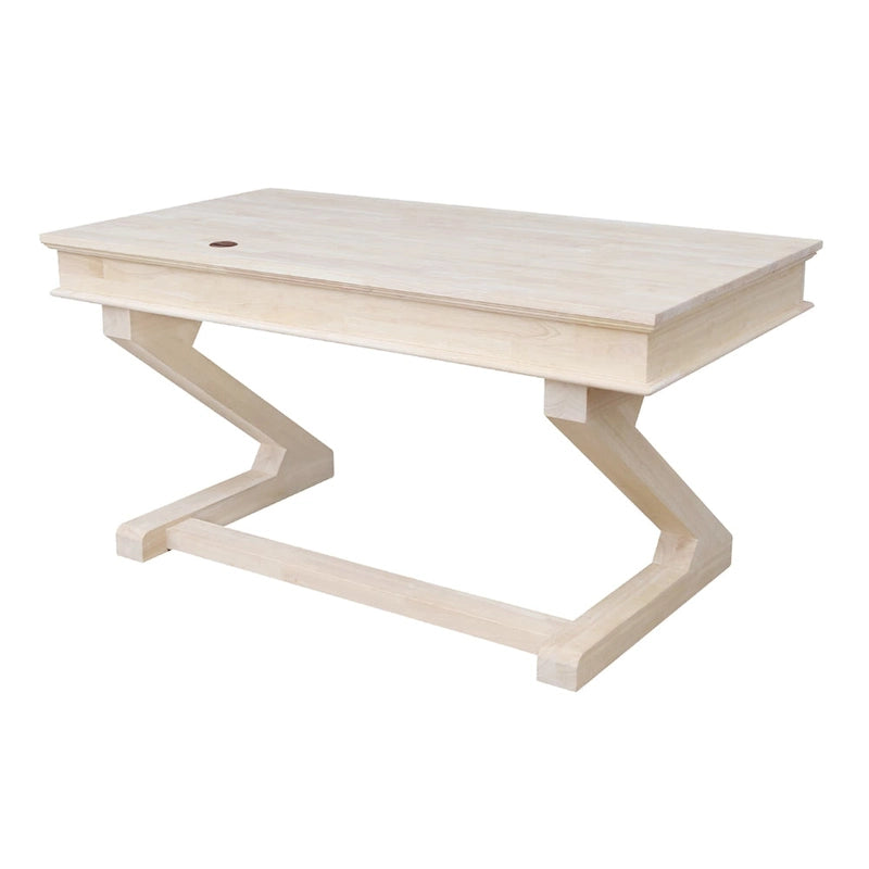 Unfinished Solid Wood Executive Desk with Keyboard Tray and Drawer