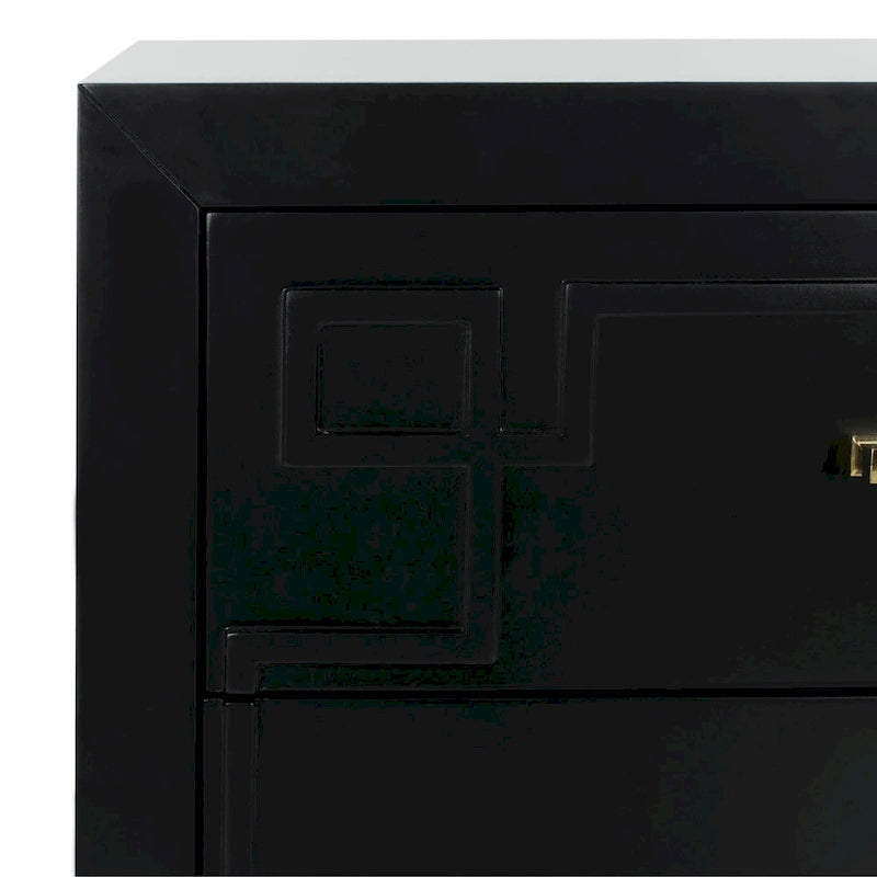 3-Drawer Chest with Gold Hardware and Carved Details
