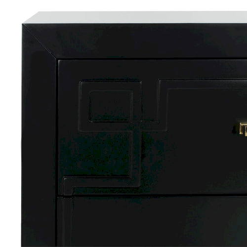 3-Drawer Chest with Gold Hardware and Carved Details