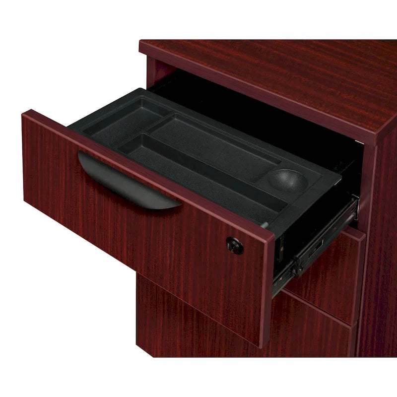66-Inch Single Pedestal Office Desk with Locking Drawers and Ash Grey Finish