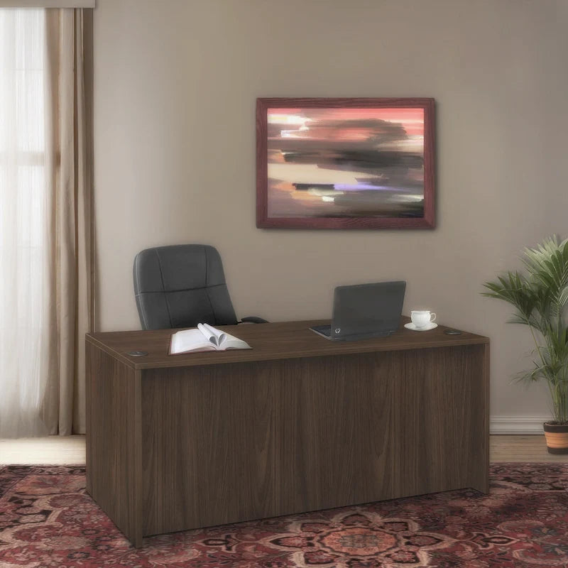 66-Inch Single Pedestal Office Desk with Locking Drawers and Ash Grey Finish
