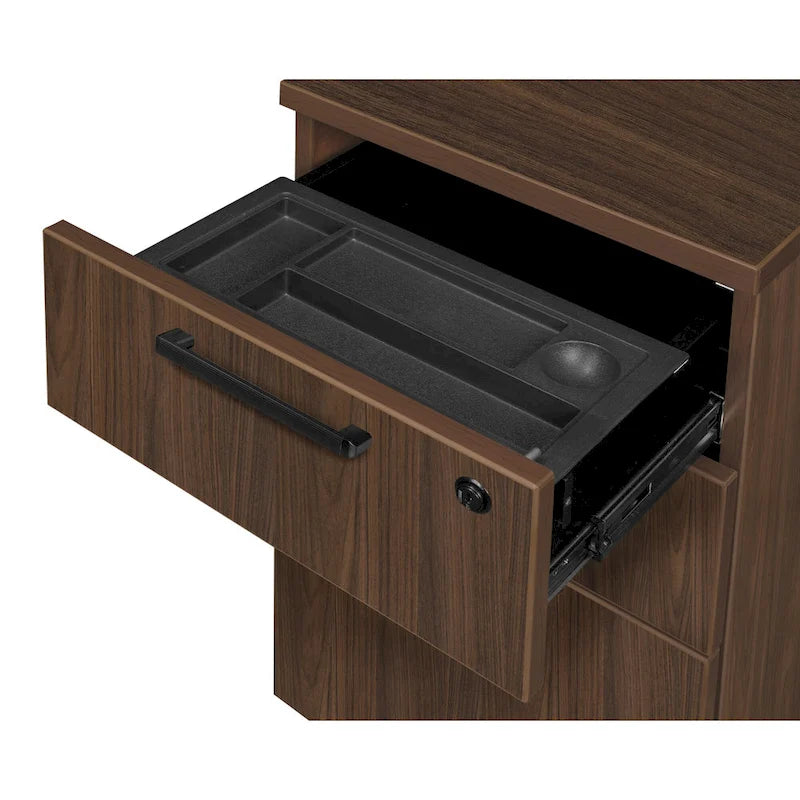 66-Inch Single Pedestal Office Desk with Locking Drawers and Ash Grey Finish