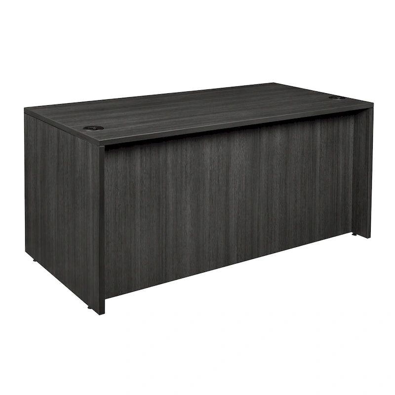 66-Inch Single Pedestal Office Desk with Locking Drawers and Ash Grey Finish