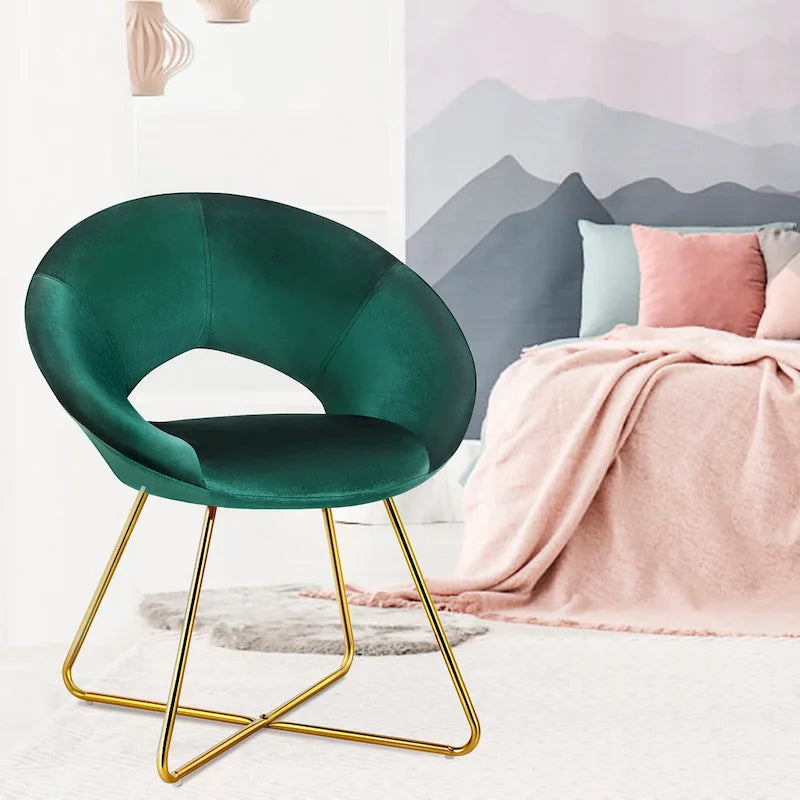 Velvet Accent Arm Chair with Golden Legs, Supports 300 lbs