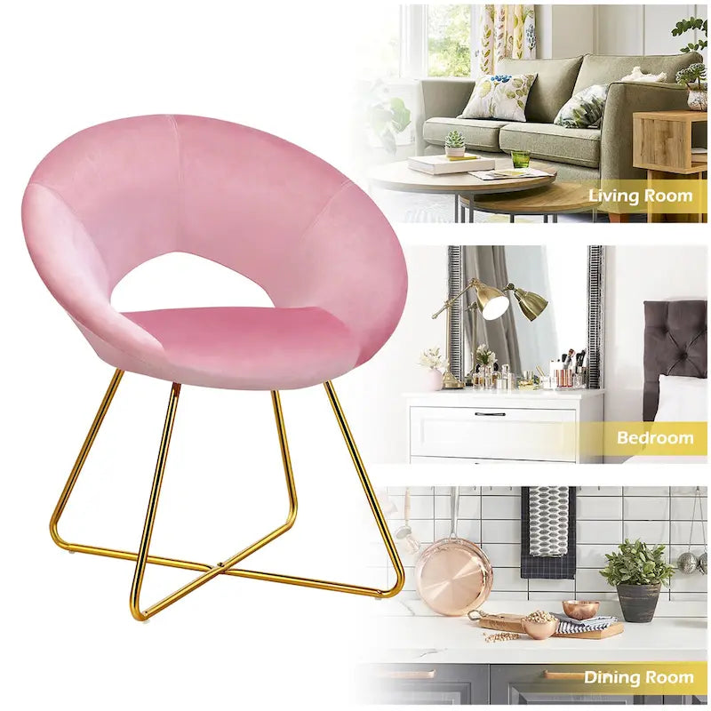 Velvet Accent Arm Chair with Golden Legs, Supports 300 lbs