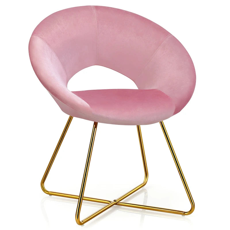 Velvet Accent Arm Chair with Golden Legs, Supports 300 lbs
