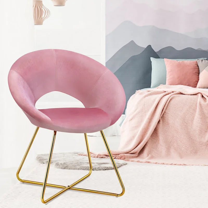 Velvet Accent Arm Chair with Golden Legs, Supports 300 lbs
