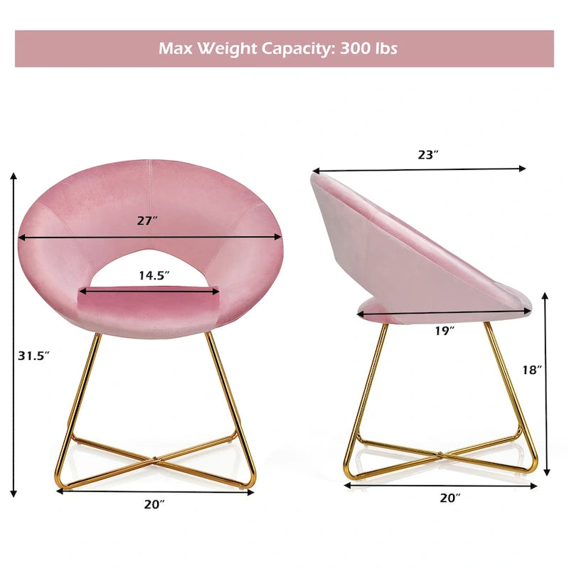 Velvet Accent Arm Chair with Golden Legs, Supports 300 lbs