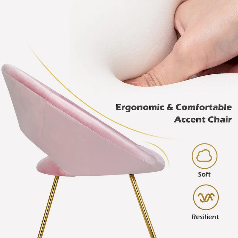 Velvet Accent Arm Chair with Golden Legs, Supports 300 lbs