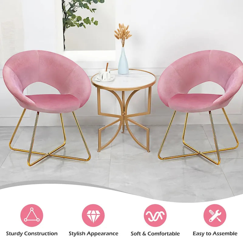 Velvet Accent Arm Chair with Golden Legs, Supports 300 lbs