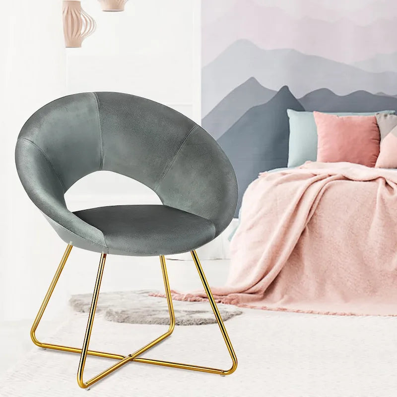 Velvet Accent Arm Chair with Golden Legs, Supports 300 lbs