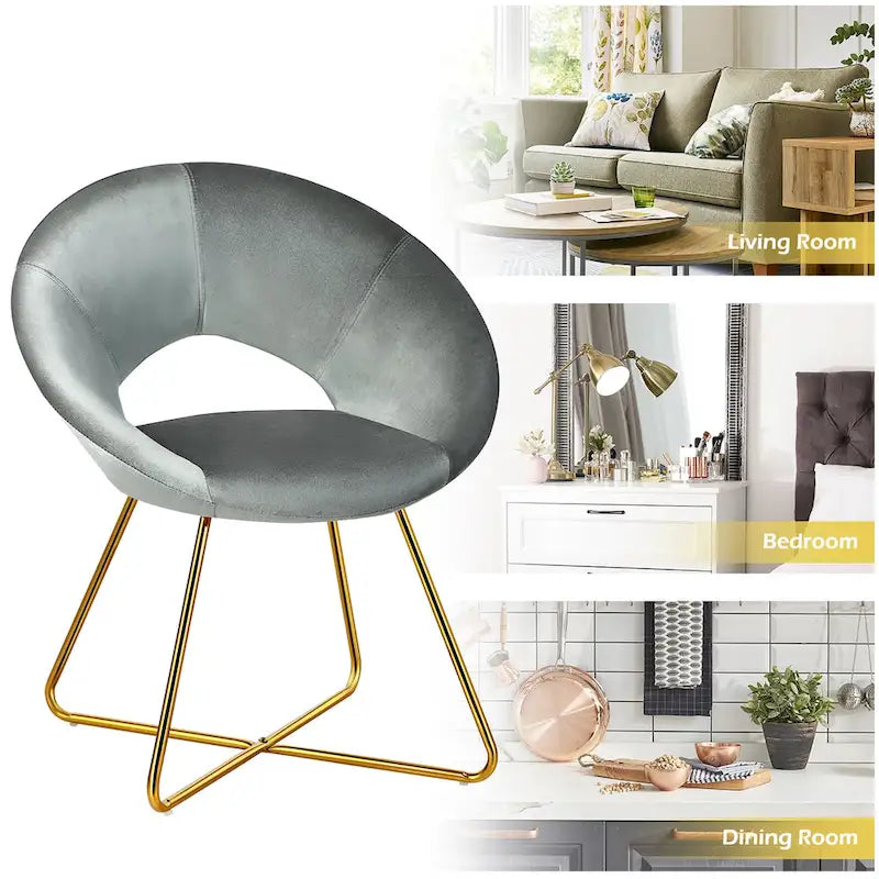Velvet Accent Arm Chair with Golden Legs, Supports 300 lbs