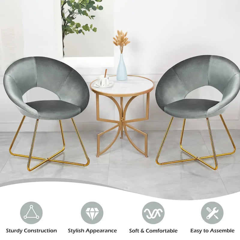 Velvet Accent Arm Chair with Golden Legs, Supports 300 lbs
