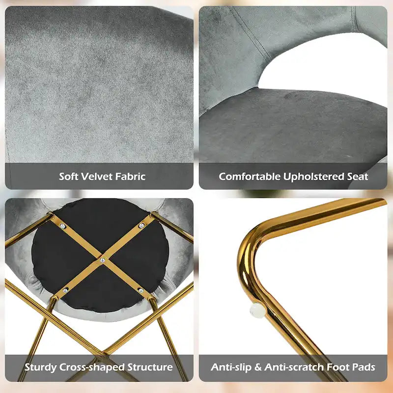 Velvet Accent Arm Chair with Golden Legs, Supports 300 lbs
