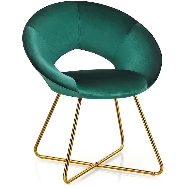Velvet Accent Arm Chair with Golden Legs, Supports 300 lbs