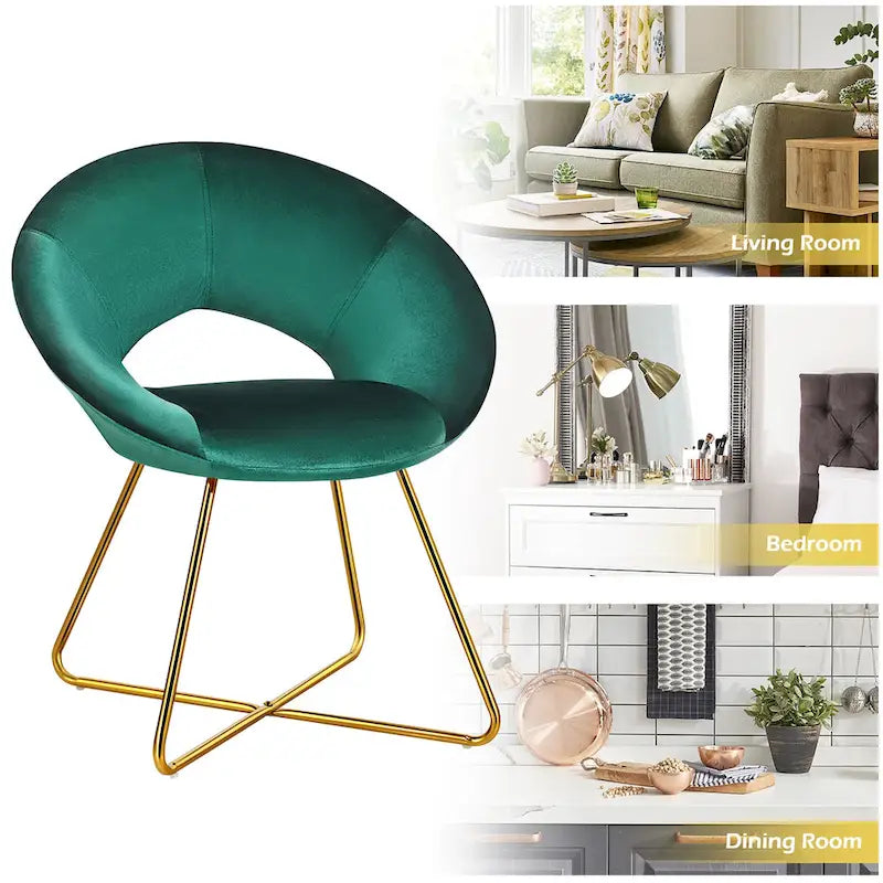 Velvet Accent Arm Chair with Golden Legs, Supports 300 lbs