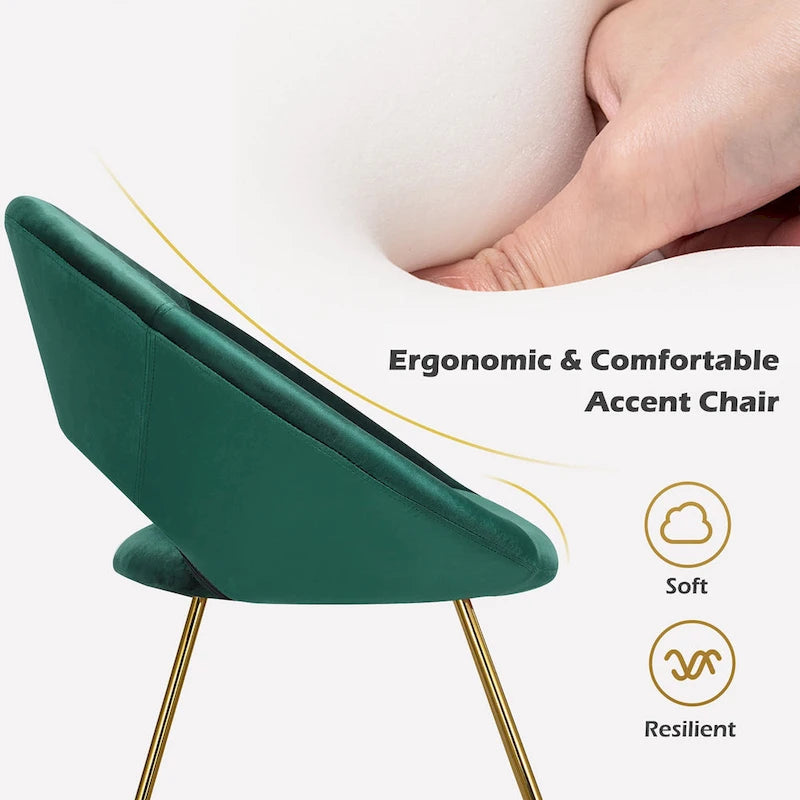 Velvet Accent Arm Chair with Golden Legs, Supports 300 lbs