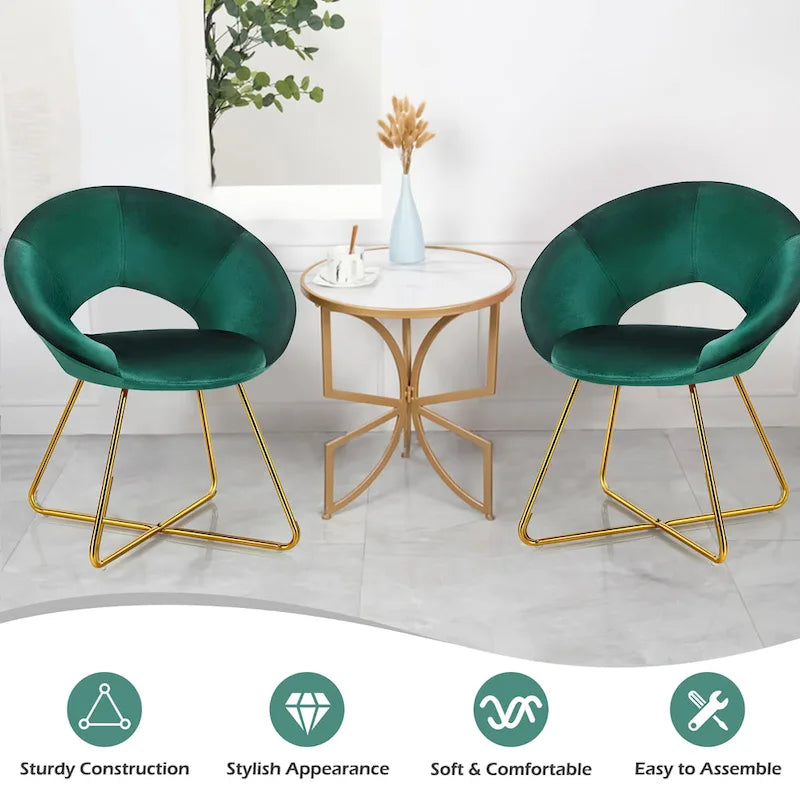Velvet Accent Arm Chair with Golden Legs, Supports 300 lbs