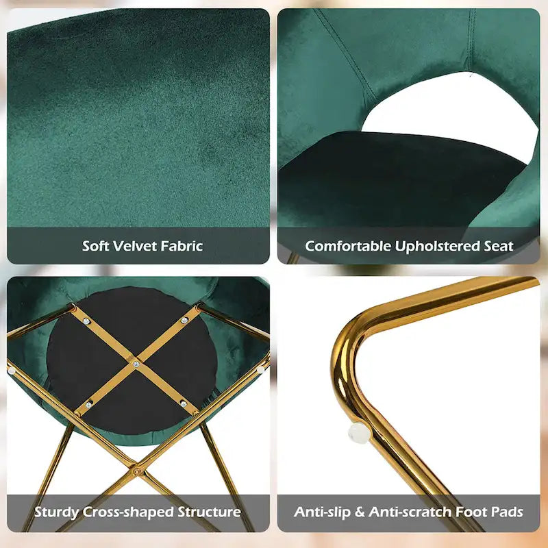 Velvet Accent Arm Chair with Golden Legs, Supports 300 lbs