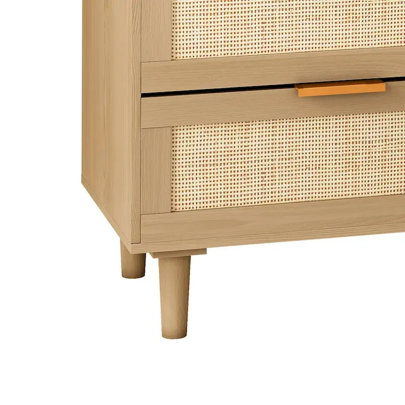 6-Drawer Rattan Dresser for Bedroom and Living Room