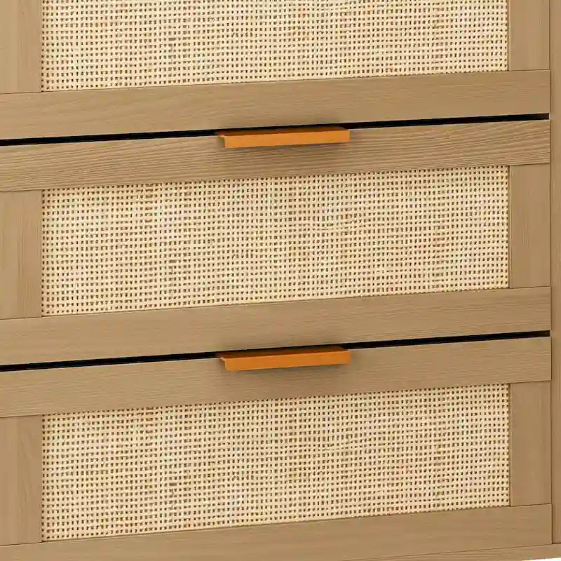 6-Drawer Rattan Dresser for Bedroom and Living Room