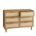 6-Drawer Rattan Dresser for Bedroom and Living Room