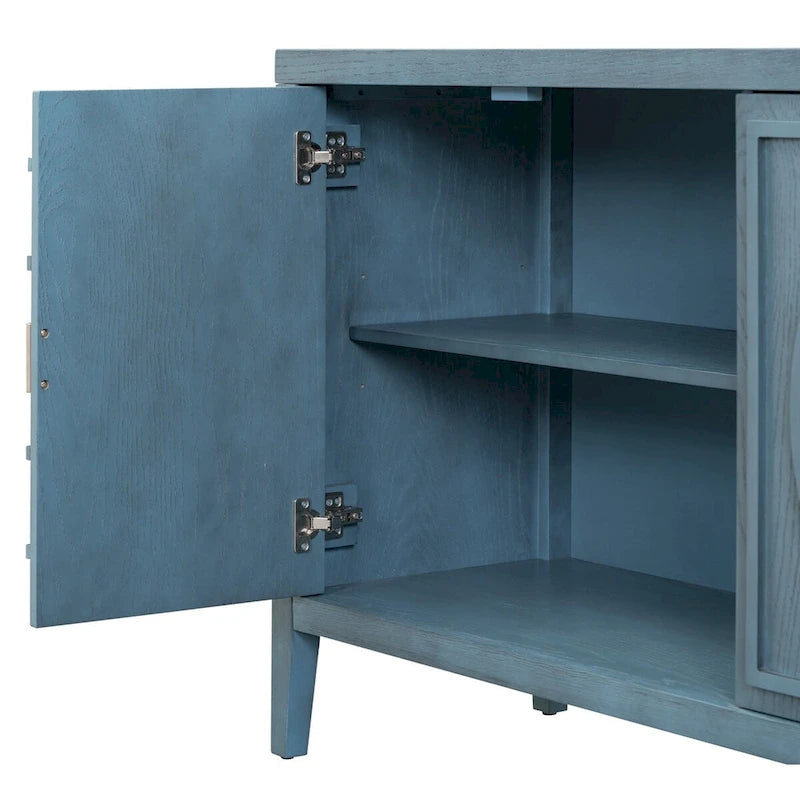 Retro 4-Door Sideboard with Curved Design and Adjustable Shelves, Multiple Colors